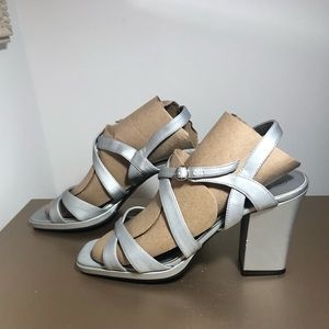 Y2K Fanfares Pamela Chunky Strappy Women’s Heeled Sandals Color Silver S…